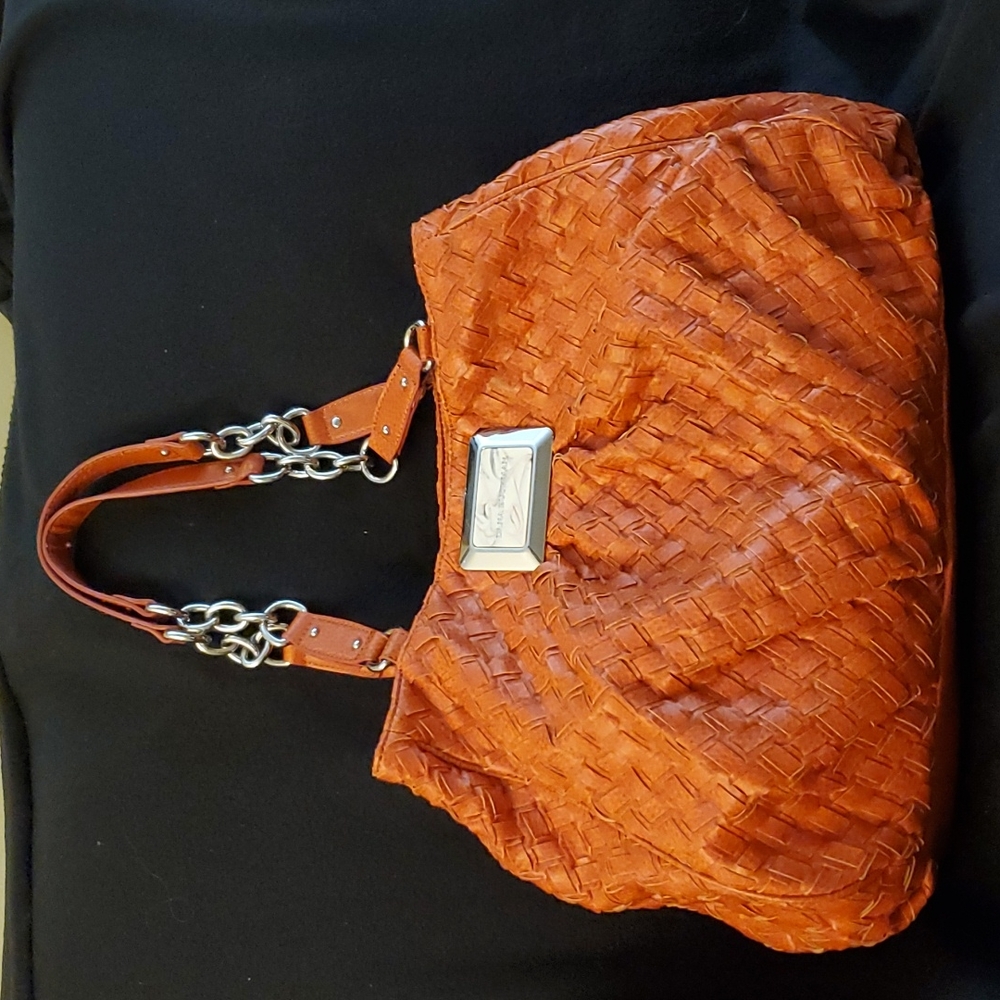 Dana Buckman Burnt Orange Faux Weaved Handbag